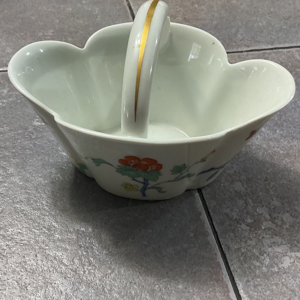 Floral Ceramic Bowl with Gold Detail